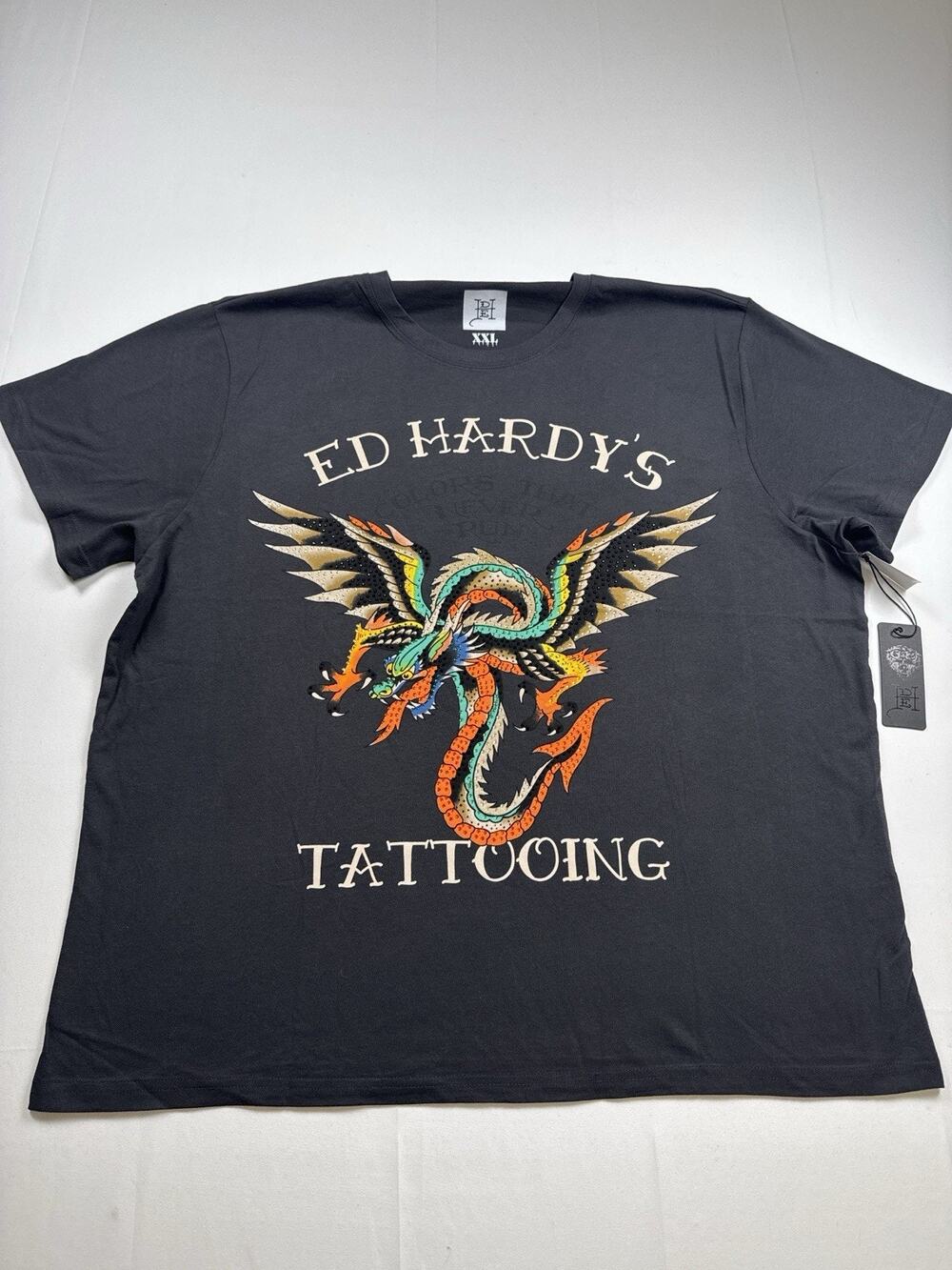 Ed Hardy Tattoo Dragon T Shirt XXL Black Graphic NWT Y2K Style
